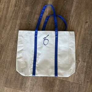 White Tote Bag with Blue Straps